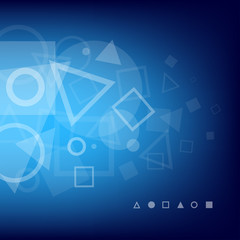 Abstract blue background of white geometrical shapes