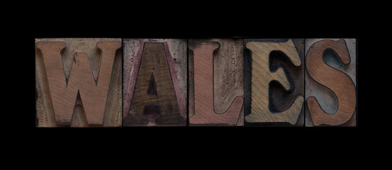 Wales in old wood type