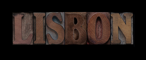 Lisbon in old wood type