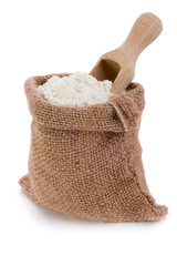 Flour in small canvas sack