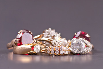 Costume Jewelry Gold and Diamond Rings