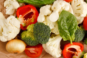 fresh vegetables on the parchment