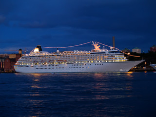 cruise liner at the center of Stockholm, Sweden