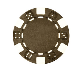 Naklejka premium Black poker chip isolated on white