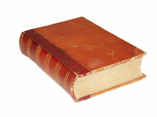 Old red cover book isolated over white (1885. year)