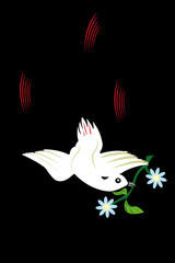 Fototapeta na wymiar vector illustration of bird with flower in her beak