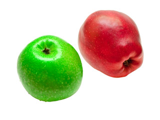 green and red apples isolated on white background