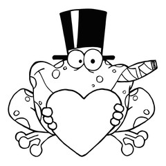 Frog With A Hat And Cigar Holding A Heart
