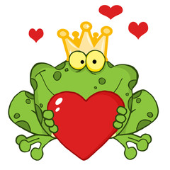 Frog Prince Holding A Red Heart