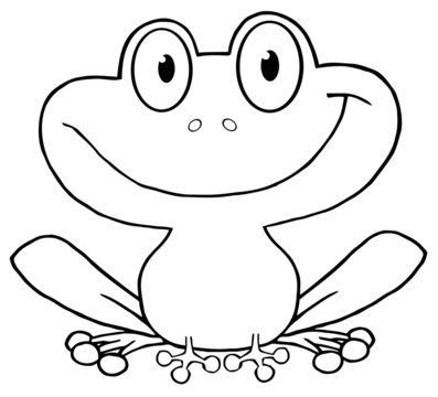 Outlined Smile Frog Cartoon Character