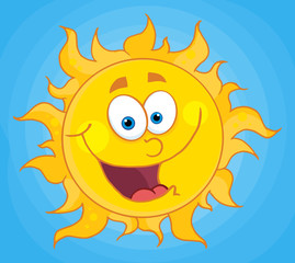 Happy Sun Mascot Cartoon Character