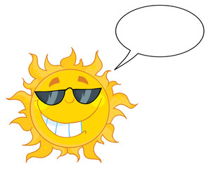 Smiling Sun With Sunglasses And Speech Bubble