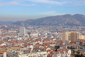 Fototapeta na wymiar Aerial view of Marseilles, France