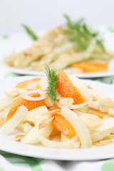Fennel salad with oranges, almonds, apples and onion