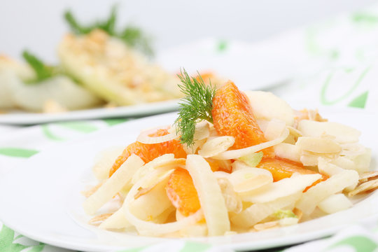 Fennel Salad With Oranges, Almonds, Apples And Onion