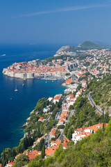 old town of Dubrovnik with surrounding area at the sea, Croatia