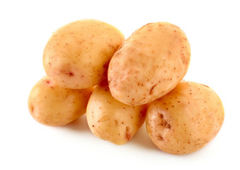 Few potatoes isolated on white