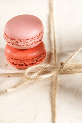 fiestive macaroons on gift present box, shaloow dof