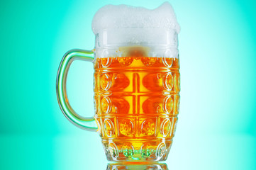 Beer glasses against the colorful gradient background