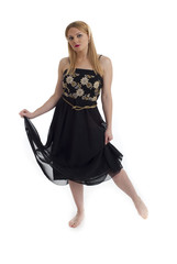 Naklejka premium Isolated blonde female in long dress