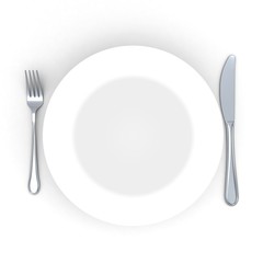 3d Place setting with plate, knife and fork