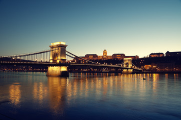 Chain Bridge, Royal Palace and Danube river