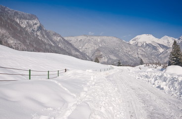 Fototapeta na wymiar Snow covered road