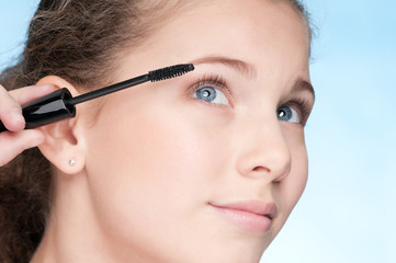 Fototapeta premium Mascara eye zone make up by brush