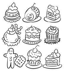 hand draw cartoon cake icon