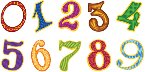 set of cartoon color numbers