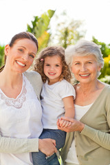 Portrait of a family looking at the camera