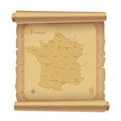 parchment with map of France