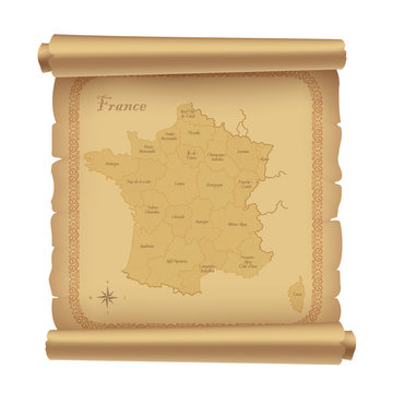 Fototapeta parchment with map of France