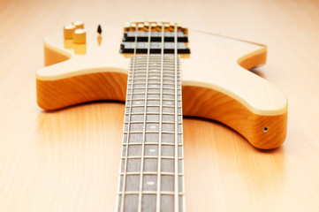 Musical concept with wooden guitar