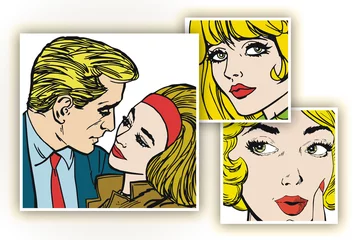 Papier Peint photo Des bandes dessinées illustration avec un couple amoureux