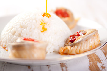 Fish rolls with rice
