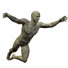 Fototapeta na wymiar Statue aus Granit springender Mann