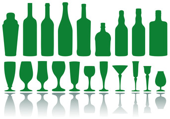 bottles and glasses, vector