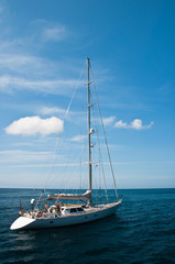 big catamaran anchored at phu-ket in thailand