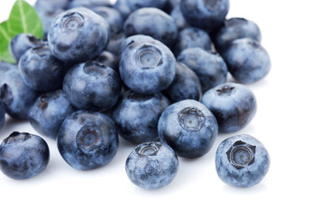 Blueberries on white