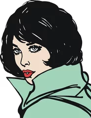 Cercles muraux Des bandes dessinées Illustration du visage d& 39 une femme
