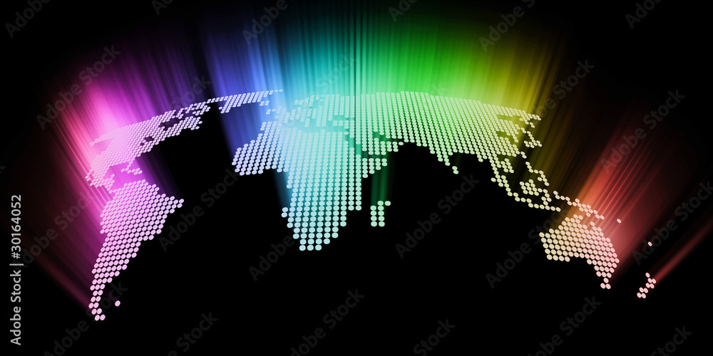 Poster abstract glowing hi-tech world map as background