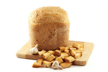 loaf of bread, garlic and dried