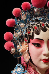 chinese opera dummy and black cloth as text space - 30166079