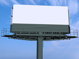 Empty billboard at sky background