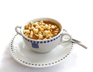 a bowl of fish soup