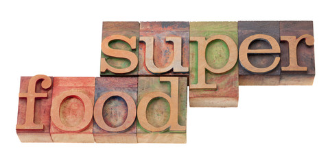 super food - words in letterpress type