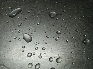 Water drops on an iron surface.