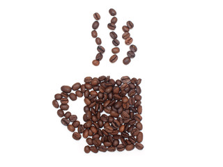 Coffee cup from coffee beans isolated