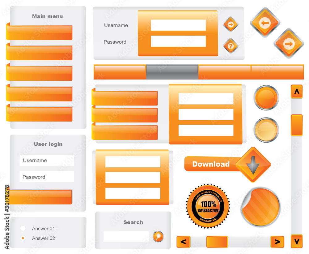 Wall mural modern website template elements - vector